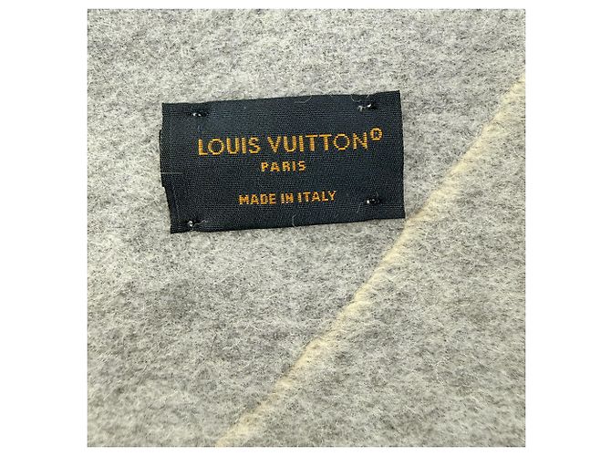 Bufanda Louis Vuitton Logo en lana gris - vista 4
