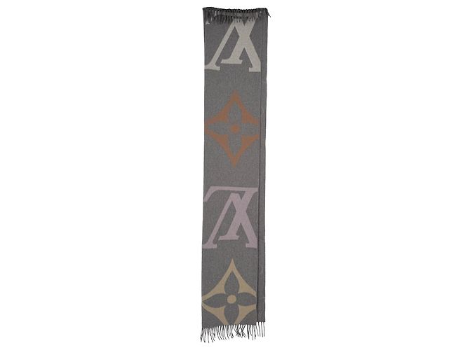 Bufanda Louis Vuitton Logo en lana gris - vista 5