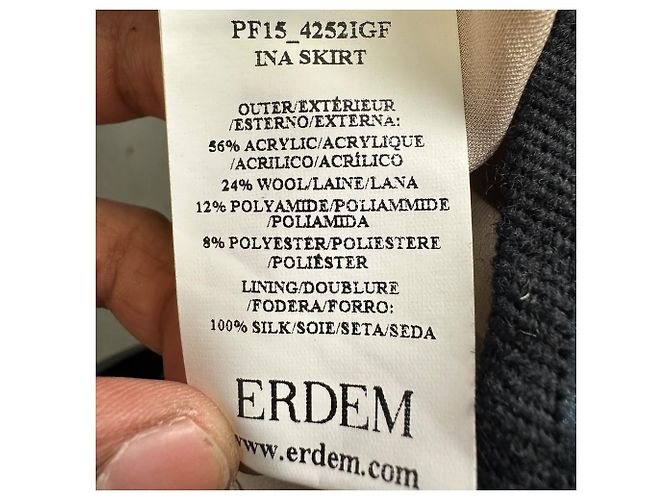 Falda acampanada Erdem 2015 Ina Fil-Coupé en acrílico azul marino - vista 9