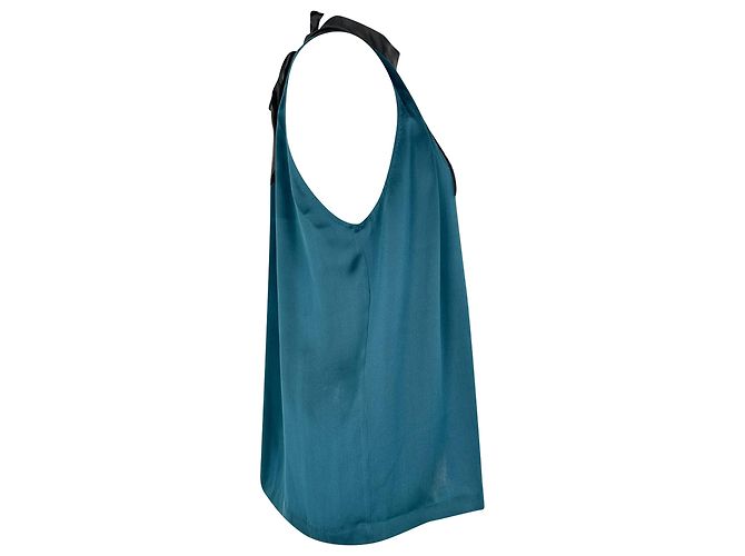 Top com gola halter Dries Van Noten em seda azul - vista 2