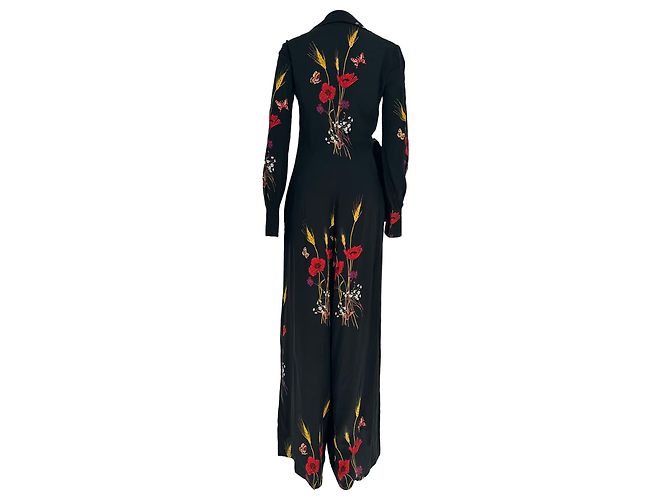 Valentino Garavani Mono Valentino con estampado floral en seda negra - vista 3