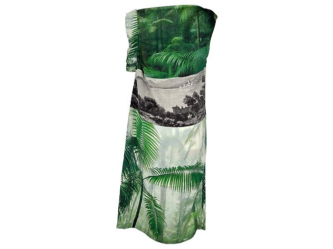 Abito midi con stampa a palma Dries Van Noten in seta multicolore - vista 3