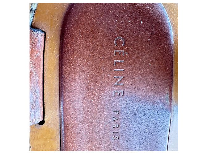 Céline Celine "Bam Bam" Flache Sandalen aus schwarzem Leder - Ansicht 9