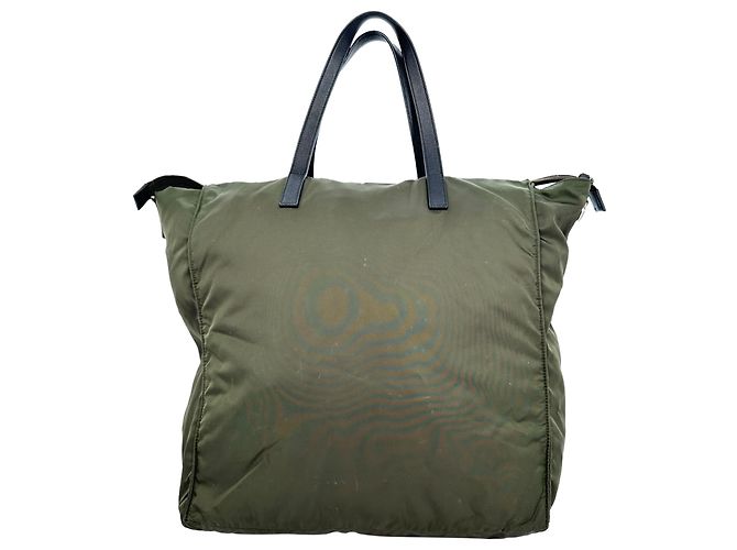 Borsa Tote Prada Militare Vela in Nylon e Pelle Saffiano in Nylon Olive Green - vista 3