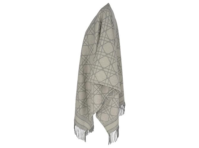 Poncho Dior D-Cannage em cashmere cinza - vista 5