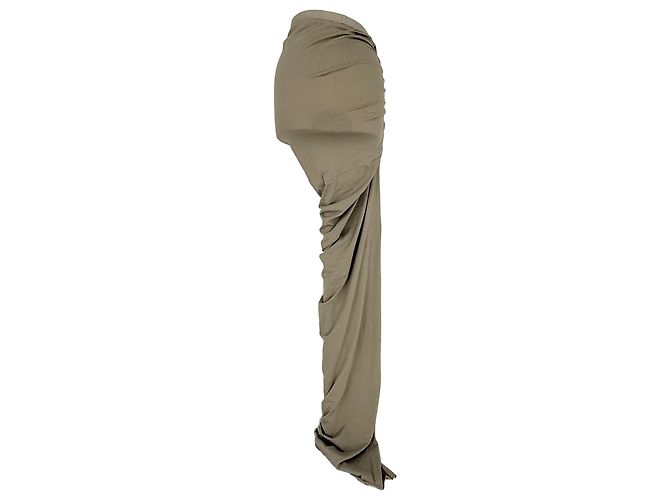 Saia assimétrica drapeada com fenda Rick Owens DRKSHDW em algodão cáqui - vista 2