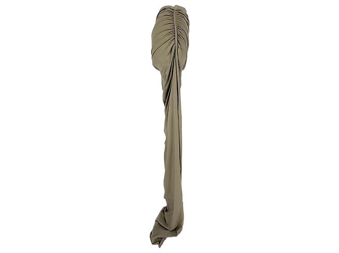 Saia assimétrica drapeada com fenda Rick Owens DRKSHDW em algodão cáqui - vista 3