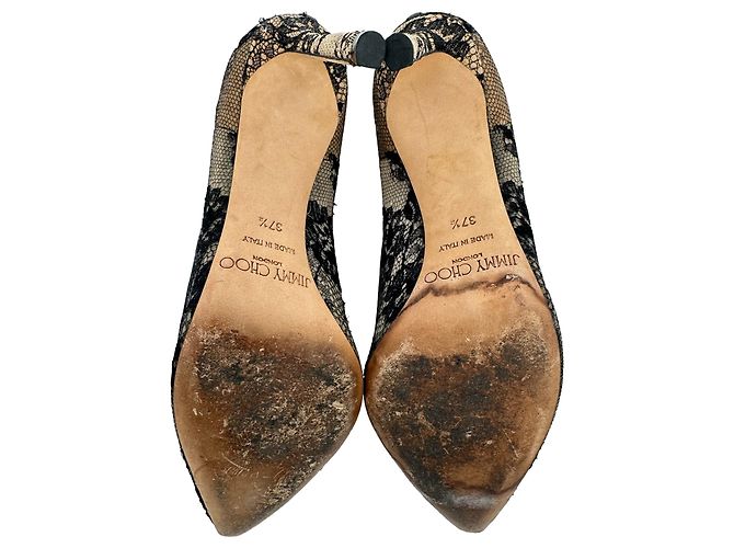 Décolleté Jimmy Choo Love 100 in pizzo di seta nera - vista 11