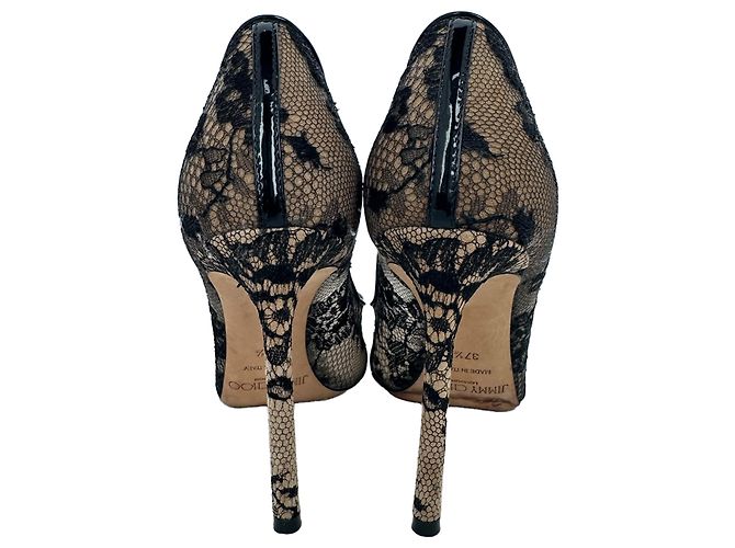 Décolleté Jimmy Choo Love 100 in pizzo di seta nera - vista 6