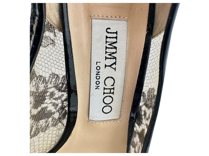 Décolleté Jimmy Choo Love 100 in pizzo di seta nera - vista 8