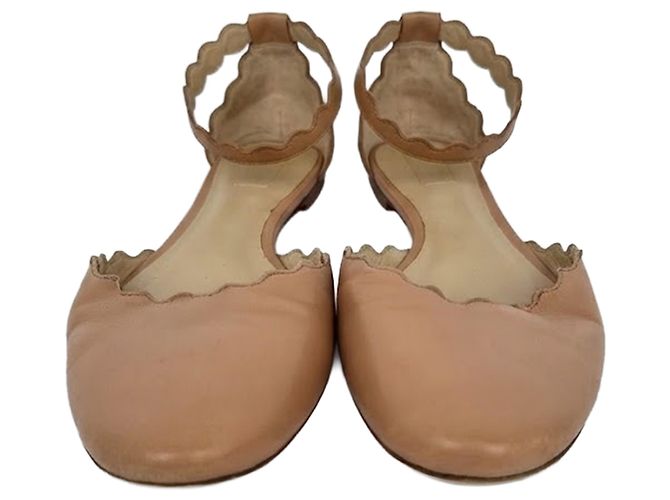 Chloé Lauren Ankle-Strap Ballet Flats in Tan Leather - view 3