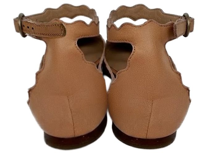 Chloé Lauren Ankle-Strap Ballet Flats in Tan Leather - view 6