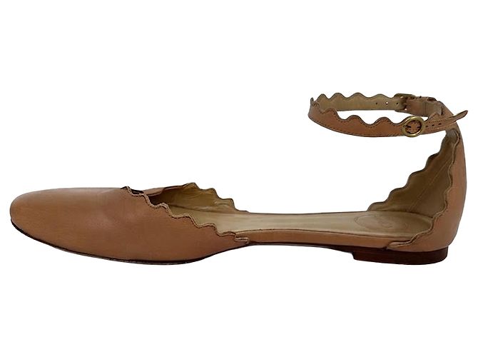 Chloé Lauren Ankle-Strap Ballet Flats in Tan Leather - view 7