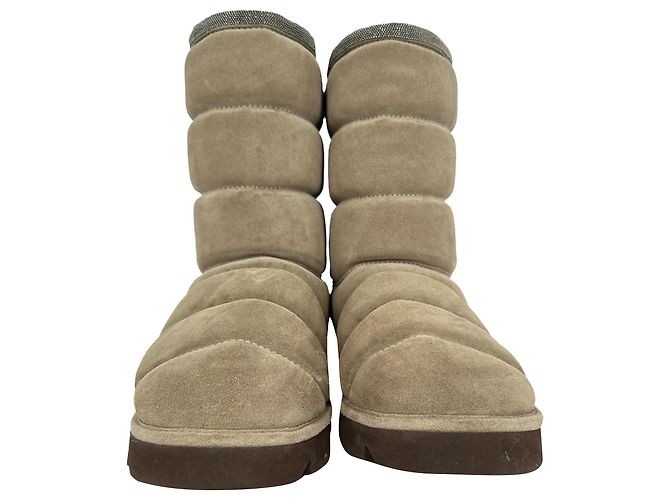 Brunello Cucinelli Puffy Boots aus braunem Wildleder - Ansicht 2