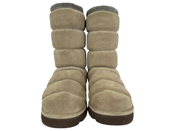 Brunello Cucinelli Puffy Boots aus braunem Wildleder - Ansicht 3