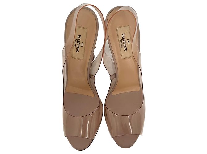 Décolleté wedge slingback Rockstud trasparenti Valentino Garavani in PVC Beige - vista 2