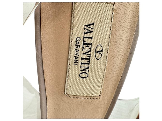 Décolleté wedge slingback Rockstud trasparenti Valentino Garavani in PVC Beige - vista 6