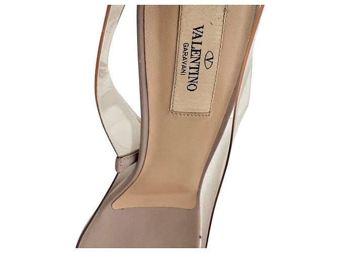 Décolleté wedge slingback Rockstud trasparenti Valentino Garavani in PVC Beige - vista 7