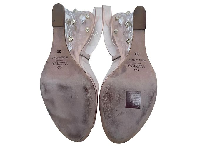 Décolleté wedge slingback Rockstud trasparenti Valentino Garavani in PVC Beige - vista 9
