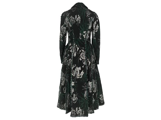 Erdem Baxter Maxikleid, zweireihig, aus metallischem Jacquard aus schwarzem Polyester - Ansicht 3