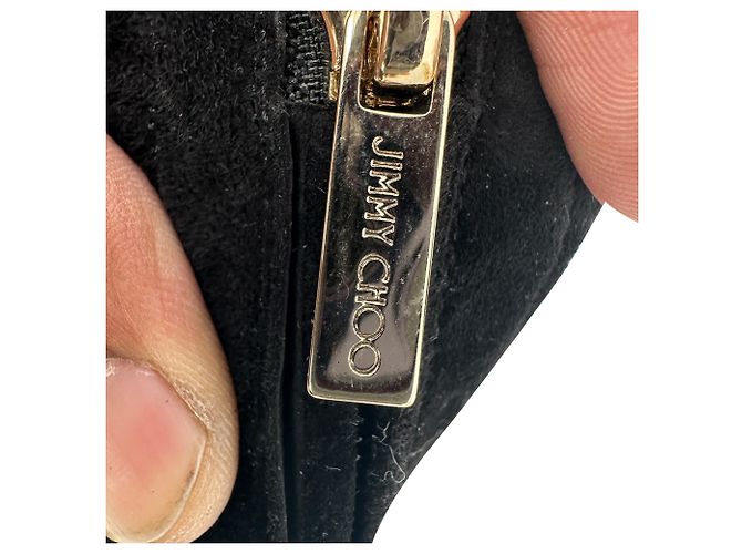 Stivali alti stringati Jimmy Choo Desiree 100 in camoscio nero - vista 11