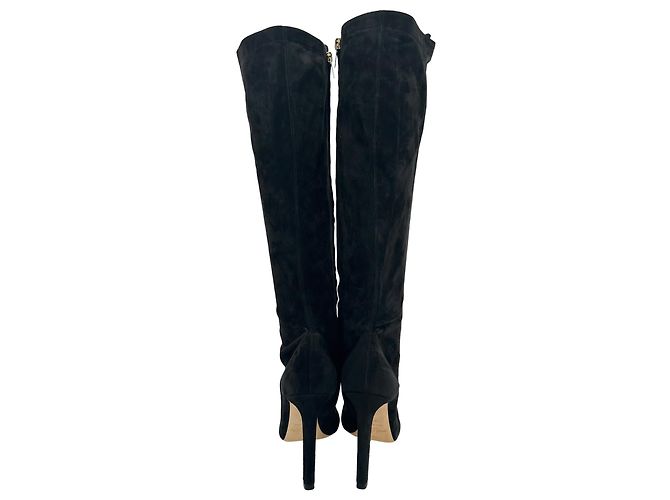 Stivali alti stringati Jimmy Choo Desiree 100 in camoscio nero - vista 5