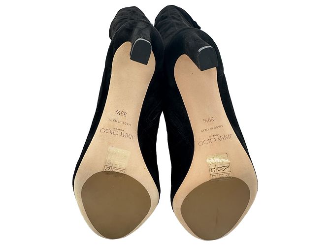 Stivali alti stringati Jimmy Choo Desiree 100 in camoscio nero - vista 8