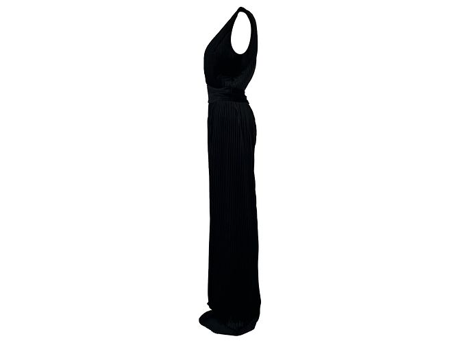 Balmain AW15 Plissierter Samt-Jumpsuit mit tiefem Ausschnitt aus schwarzem Polyester - Ansicht 3