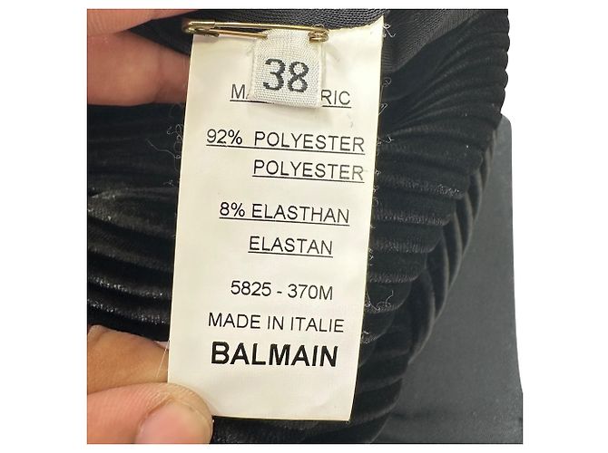 Balmain AW15 Plissierter Samt-Jumpsuit mit tiefem Ausschnitt aus schwarzem Polyester - Ansicht 6