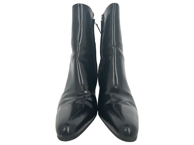 Stivaletti Balenciaga in pelle nera con punta a punta e zip - vista 2