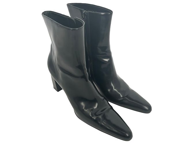 Stivaletti Balenciaga in pelle nera con punta a punta e zip - vista 5