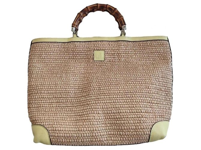 Borsa tote Gucci in paglia e pelle - vista 2