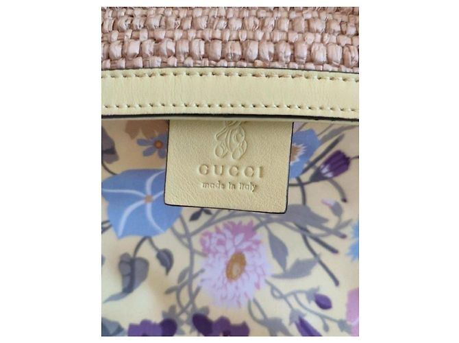 Borsa tote Gucci in paglia e pelle - vista 3