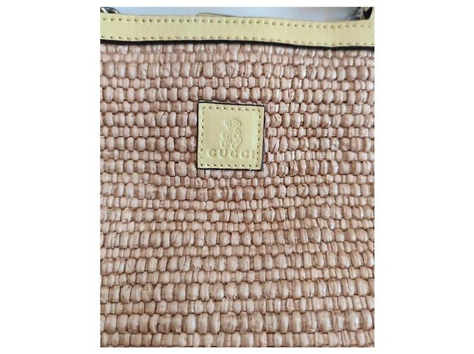 Borsa tote Gucci in paglia e pelle - vista 5