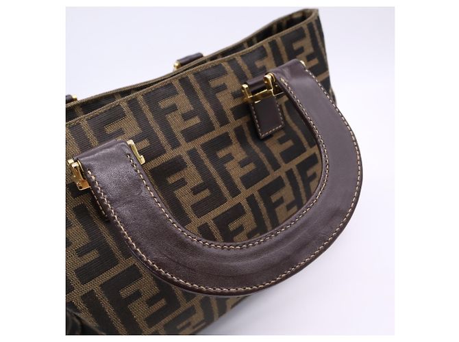 Fendi Zucca Tote Bag braun Leder und Canvas - Ansicht 8