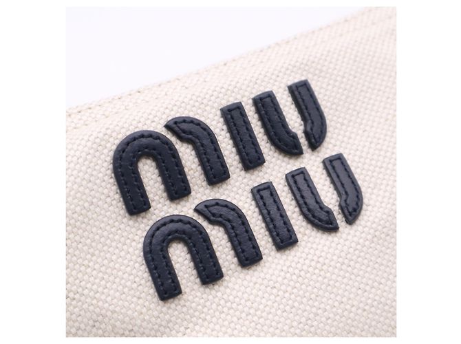 Bolsa Miu Miu de algodão e linho preto e branco - vista 12