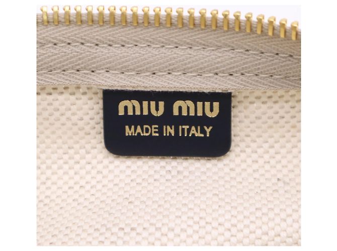 Bolsa Miu Miu de algodão e linho preto e branco - vista 14