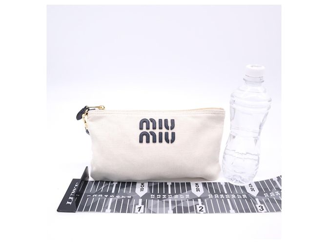 Bolsa Miu Miu de algodão e linho preto e branco - vista 3