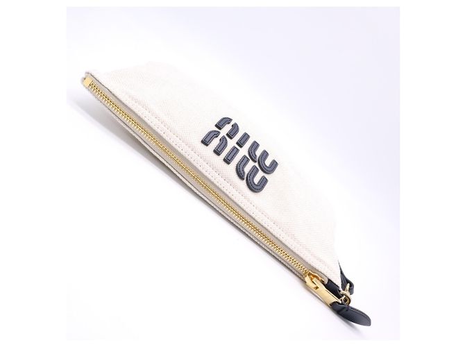 Bolsa Miu Miu de algodão e linho preto e branco - vista 8