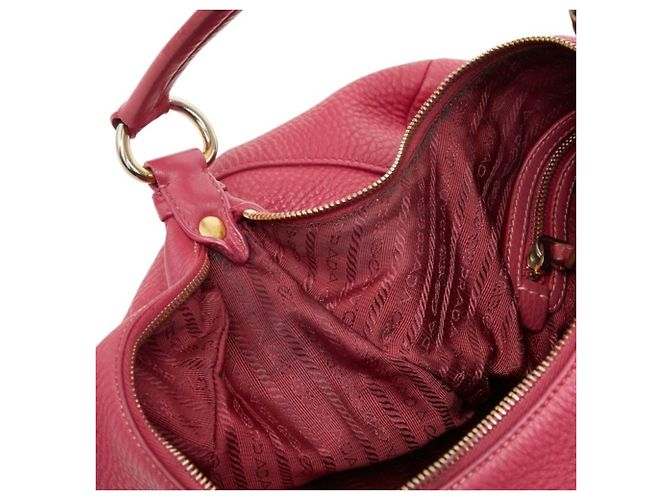 Sac à main Prada en cuir rose à une seule bandoulière - vue 10