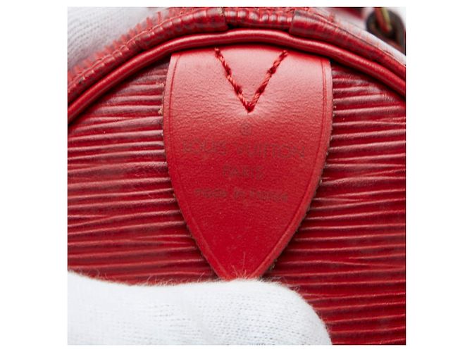 Borsa Louis Vuitton Epi Speedy 25 in pelle Castilian Red - vista 8