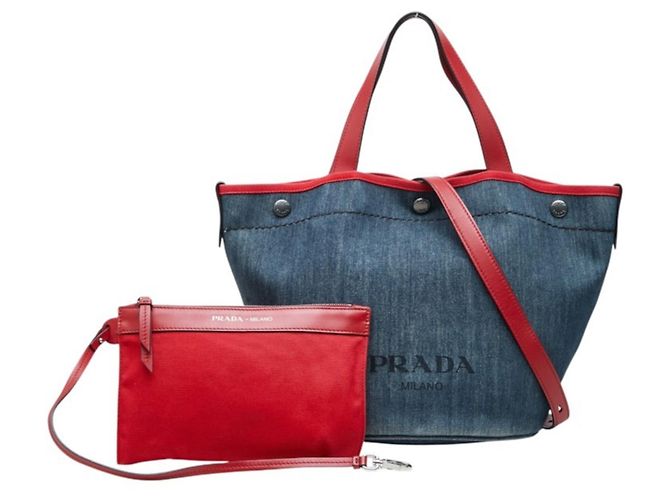 Bolso Tote Prada de denim y cuero - vista 8