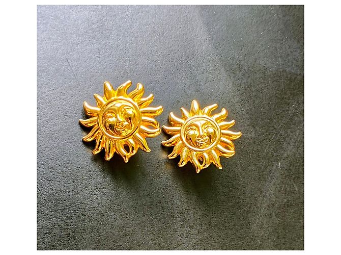 Pendientes de clip sol Versace dorados - vista 2