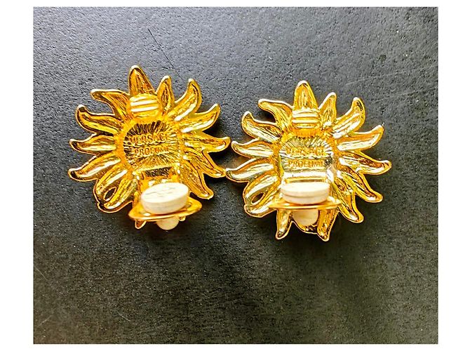 Pendientes de clip sol Versace dorados - vista 4