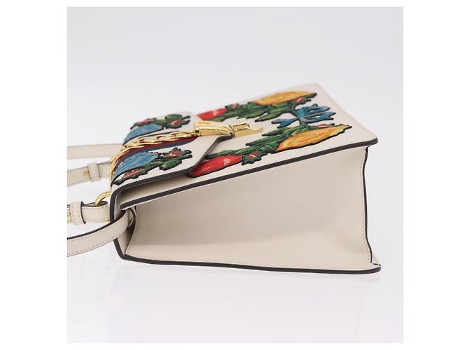Gucci Sylvie Top Handle em couro bordado Medium - vista 4