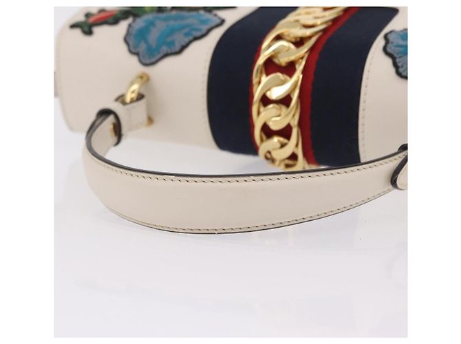 Gucci Sylvie Top Handle em couro bordado Medium - vista 7