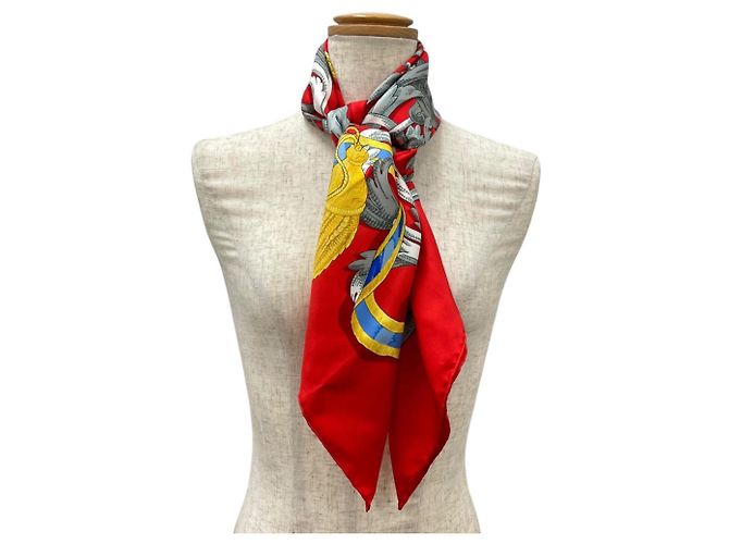 Hermès Hermes Carre 90 Schal aus roter Seide - Ansicht 2