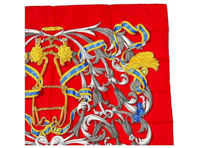 Hermès Hermes Carre 90 Schal aus roter Seide - Ansicht 3