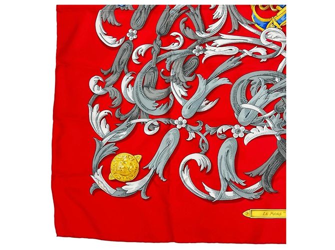 Hermès Hermes Carre 90 Schal aus roter Seide - Ansicht 5