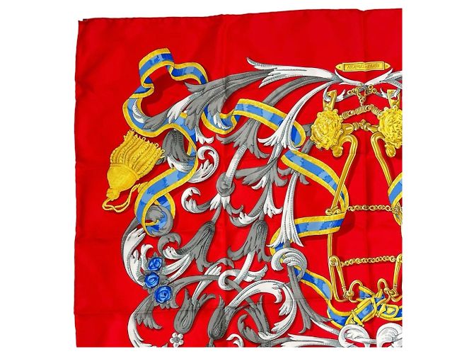 Hermès Hermes Carre 90 Schal aus roter Seide - Ansicht 6
